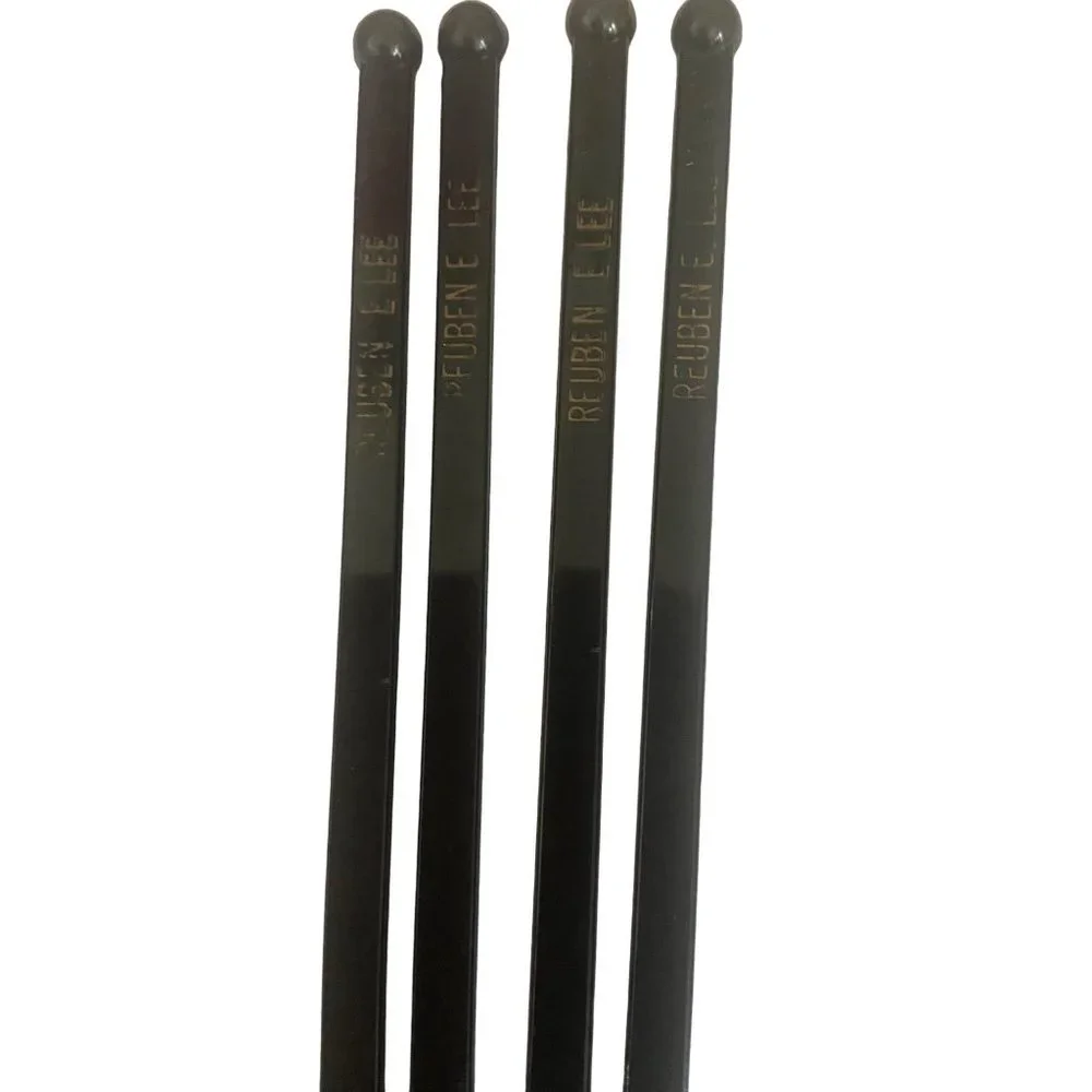 Reuben E. Lee Black With Gold Vintage Swizzle Sticks